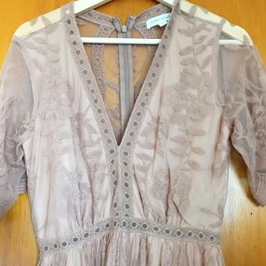 Rose taupe pink lace maxi dress